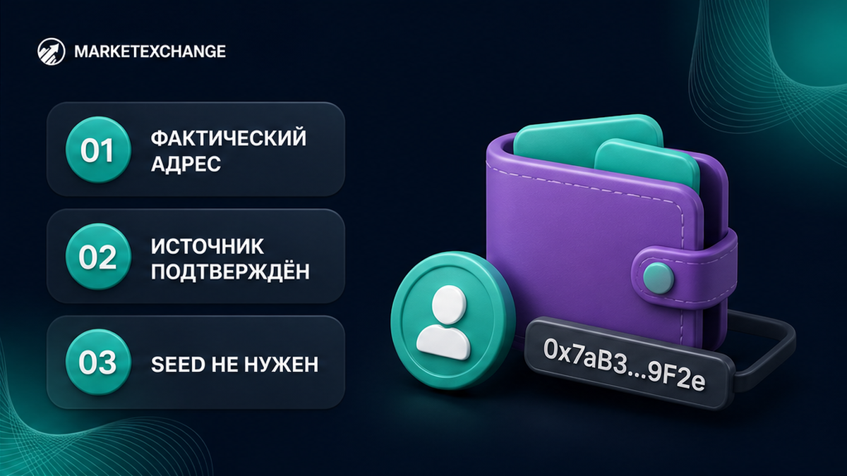 Схема проверки фактического адреса отправителя без передачи seed-фразы