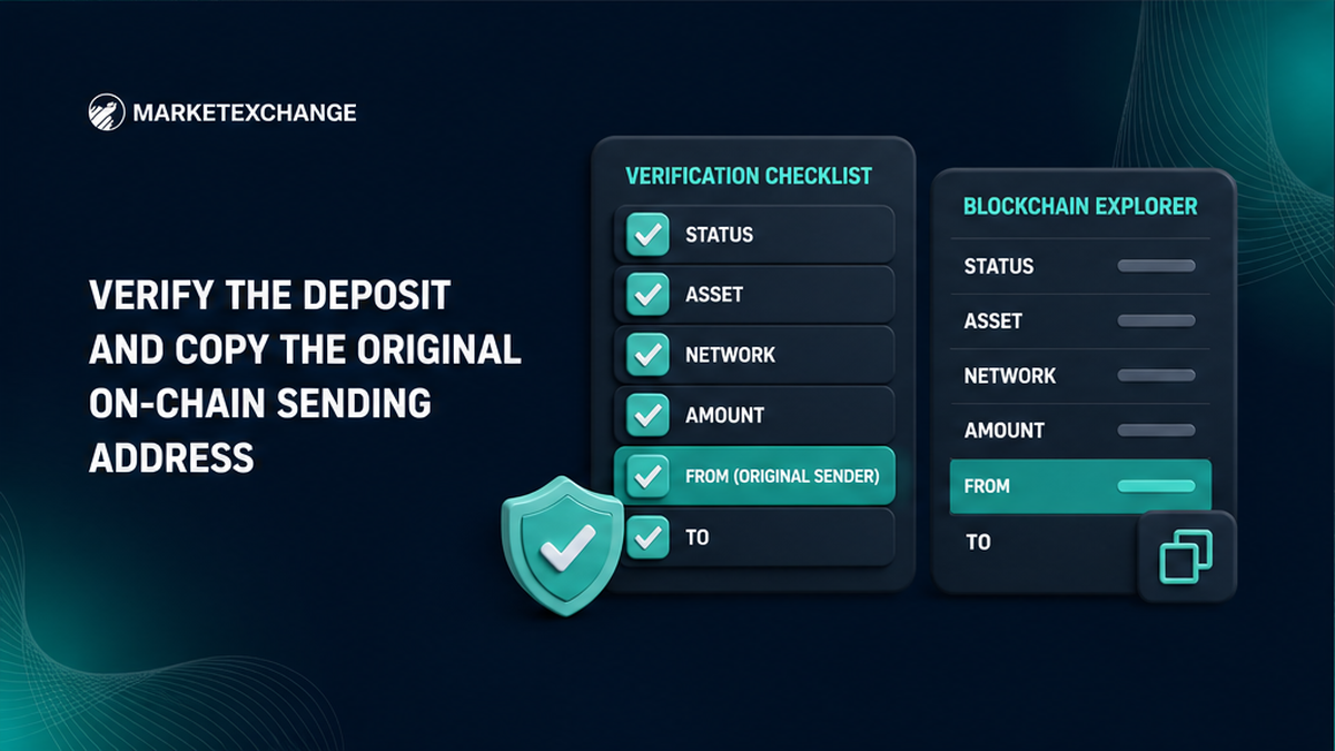 Checklist for verifying a crypto deposit and copying the original on-chain From address