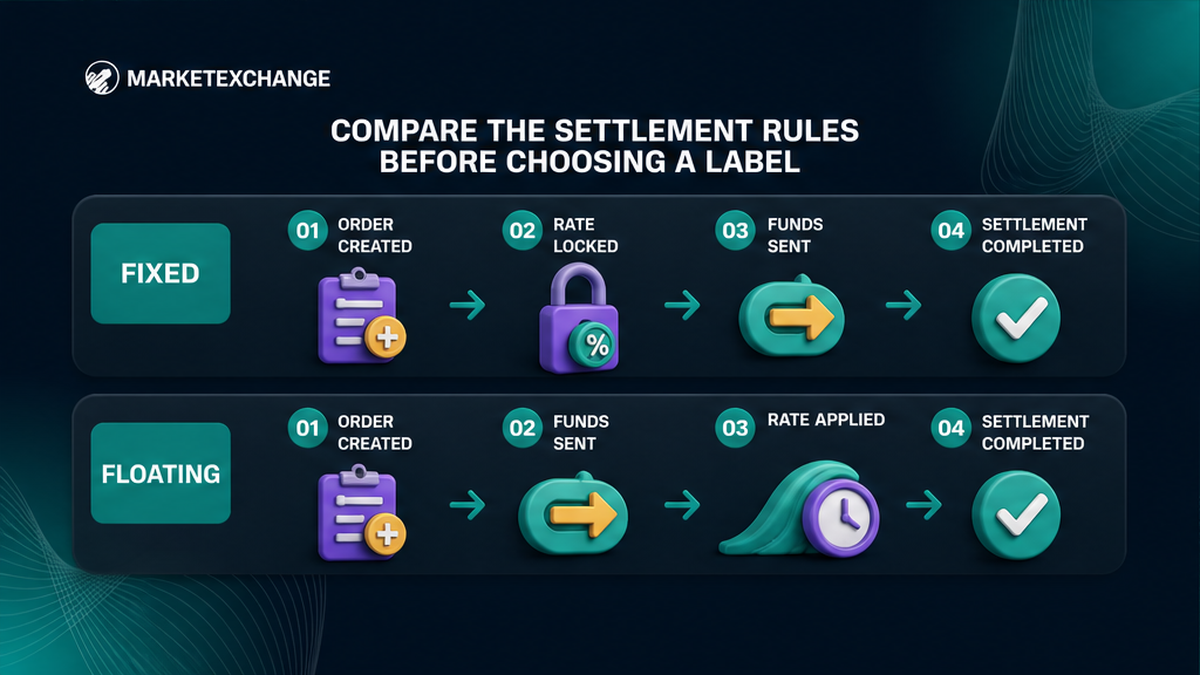 Timeline comparing when Fixed and Floating crypto swap rates are determined