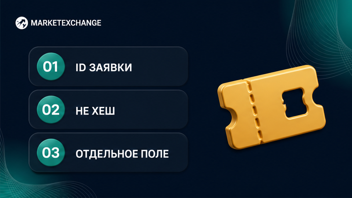 Три шага: внутренний ID заявки хранится отдельно от TxID