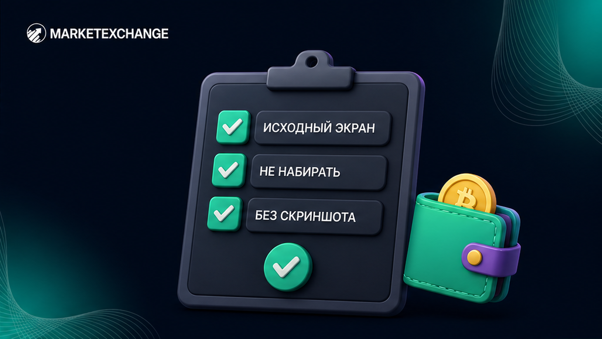 Чеклист: брать BTC-адрес с исходного экрана, не набирать вручную