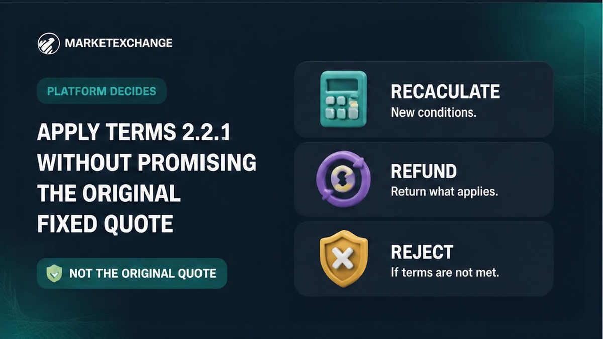 Three platform outcomes for a split Fixed deposit: recalculate at market, refund after deductions, or reject if processing is impossible