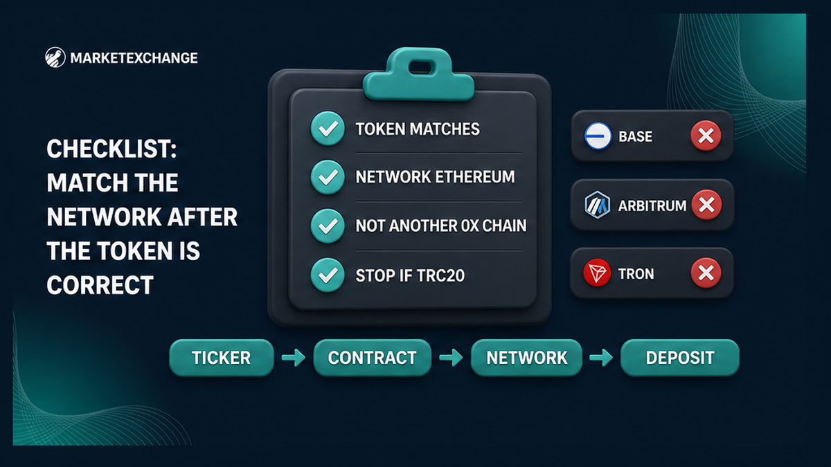 Checklist board to match Ethereum after the token is correct and to stop on another 0x chain or TRC20