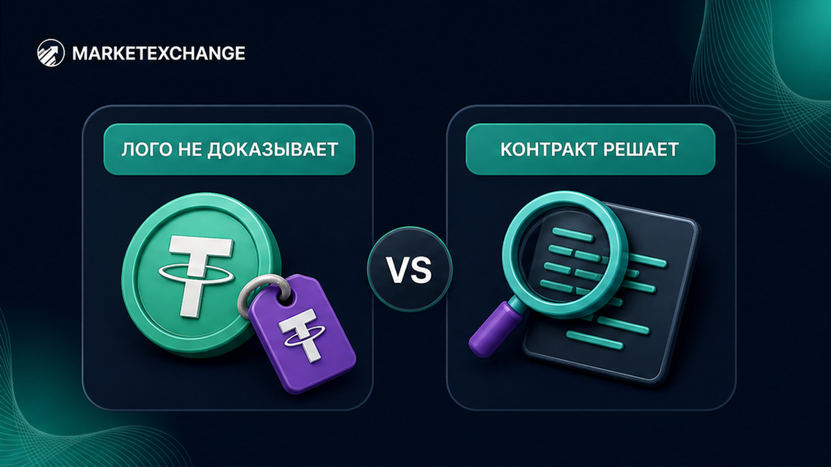 Сравнение логотипа токена и адреса контракта при проверке USDT