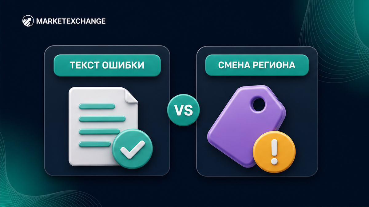 Сравнение записи текста ошибки и попытки сменить регион